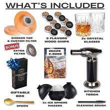 Whiskey R Kit - Cocktail R Kit With Torch, 2 Whiskey Glasses, 2 Ice Ball Makers, 6 Flavors Wood Chips - Old Fashioned Rs - Bourbon Drink SmoFKing Set - Whiskey Accessories Gifts For Men - SmokerKitwithGlasses - View 5