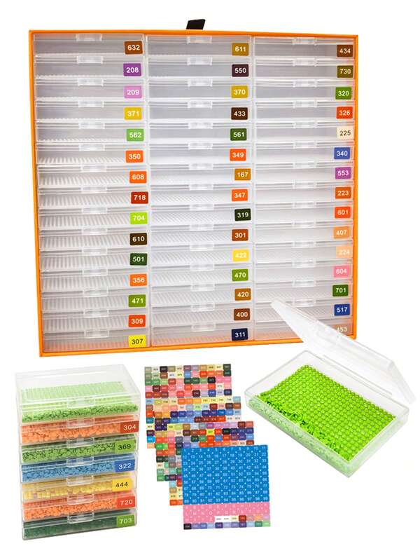15/30/45 Diamond Painting Bead Storage Trays With Lids, Diamond Painting Plastic Storage Box, Including 4 Stickers And Outer Box, Diamond Painting Bead Accessories, Perfect Bead Storage Set