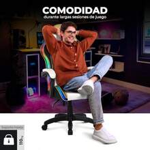 Silla Gamer PlayFever Delta Luz RGB Escritorio Ergonómica Reclinable y Ajustable Soporte Lumbar y Espalda Estilo y Funcionalidad Dorado - Dorado - Ver 5