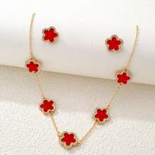 3pcs Set Rhinestone Clover & Flower Jewelry Set, Black Gold Color Accessories, Lightweight Luxury Style Jewelry, Versatile For Commuting, Brightening Skin Tone, Affordable High-End Jewelry, Date Outfit, Office Chic, Photo-Shoot Accessories - WZ2JT - View 14