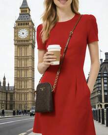 Michael Kors JET SET CHARM 女士斜挎包手提包小号托特包，配有可调节肩带 - 深棕色 - 查看 7