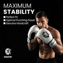 Guantes de boxeo Premium para mayor estabilidad | para hombres y mujeres | Boxeo, MMA, Muay Thai, Kickboxing, Training & Sparring 08 10 12 14 16 oz | incl. Bolsa de transporte - Blanco/Negro - Ver 7