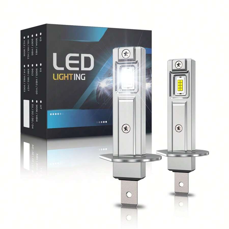 HYNBYZJ 2pcs H1 60W Mini Fanless Canbus LED Car Headlight Bulbs, 6000K White Light - A - View 1