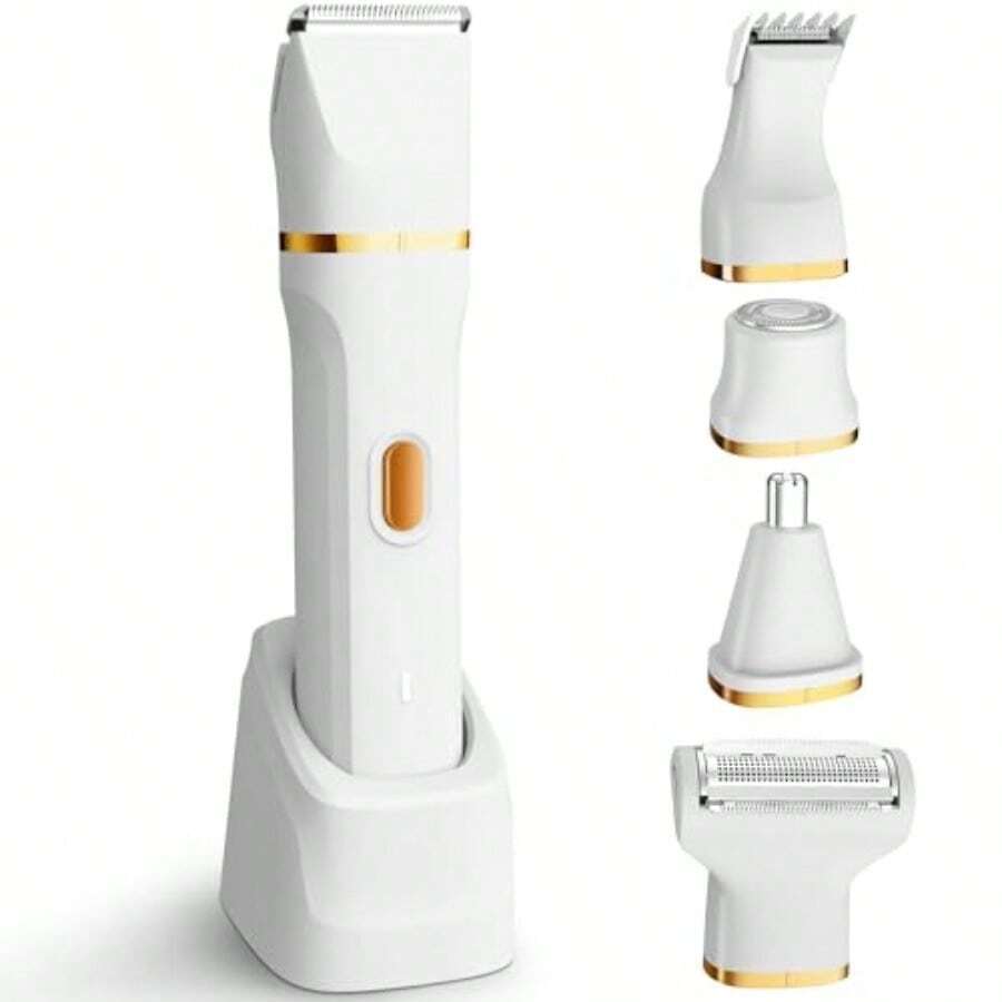 Cortadora de bikini 5 en 1 afeitadora eléctrica impermeable IPX7 cortadora de pelo corporal inalámbrica depilación facial filo de cerámica color blanco-035 - Blanco - Ver 1