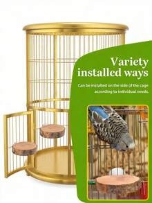 Natural Round Wooden Bird Cage Stand, Suitable For Canaries, Parrotlets, Cockatiel, Parrots, Parrotlets, Sparrows And Other Birds - Multicolor - View 3