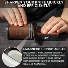 Rolling  Sharpener With Leather Strop And 15, 17, 20 & 22 Degree Angles -  Sharpener Kit - Roller  Sharpening System With Stand, Holder & Eraser - Walnut Brown - Với dây da - Xem 4