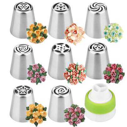 Bico de confeitar russo extragrande, em aço inoxidável, com formato de flor, ideal para decoração de bolos - formatos de rosa, tulipa e marshmallow. Ferramenta para decorar sobremesas e bolos.