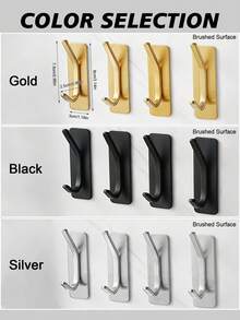 1/2/4pcs Stainless Steel Brushed Wall Hooks, Suitable For Hanging Bathrobes, Sponges, Coats, Clothes, Plants, Gardening Tools, Kitchenware, Spoons, Hats, Towels, Bathrobes In Bathroom, Bedroom, Classroom, Garage, Apartment, Dorm, Cabinet, Fridge, Storage Rack And Most Rooms - Multicolor - View 4