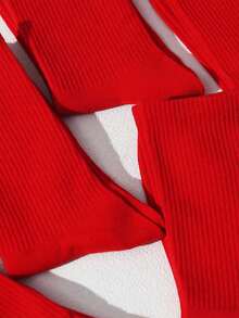 1/3/5/10/15/20 Pairs Women's Solid Red Minimalist Style Comfortable Breathable Mid-Calf Socks - Red - View 4
