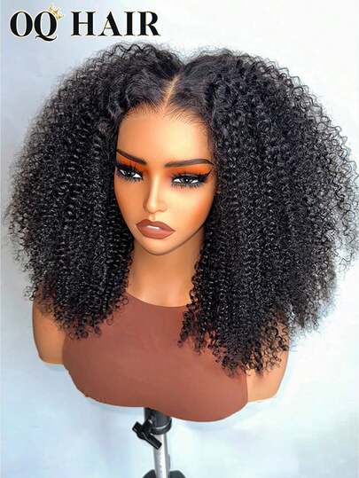OQ Hair 200% Density 18-30 Inches Salon-Quality Afro Curly Wear Go Glueless Wig Pre-Cut 7x5 Transparent Lace Front Wig Natural Black Long Wig Pre-Plucked Hairline Beginner Friendly, No Glue Needed, 100% Human Hair Wig, Long-Lasting Breathable Cap, Lightweight And Comfortable For Daily Wear