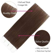 16 Inch Silky Straight Remy Human Hair Seamless Skin Weft Extensions, 20pcs #2 Dark Brown Soft Hair Weave - S4 - View 6