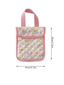 1pc Cute Printed Quilted Portable Travel Makeup Bag Handheld Cosmetic Organizer - Multicolor - View 11