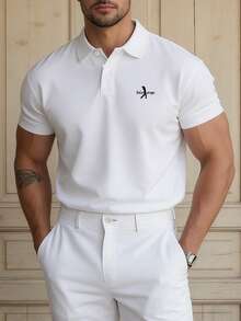 Áo polo golf dài tay bằng cotton dành cho nam, hàng mới về, có cổ. - trắng - Xem 1