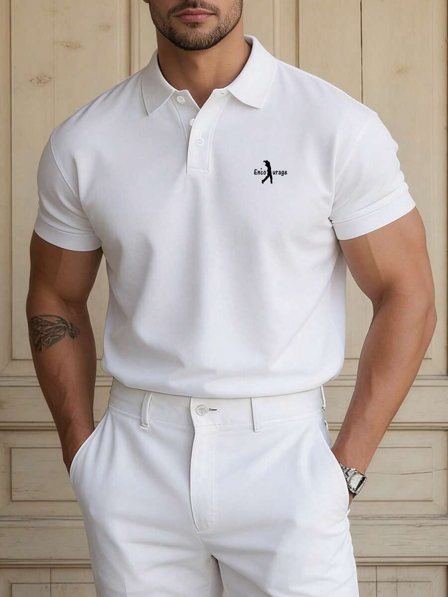 Áo polo golf dài tay bằng cotton dành cho nam, hàng mới về, có cổ. - trắng - Xem 1