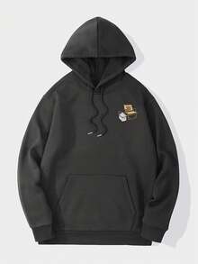 Men's Casual Versatile Tom And Jerry Element Printed Hoodie Sweatshirt, Autumn/Winter - Dark Grey - View 2