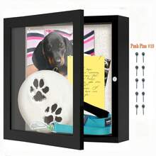 8x8 Inch Photo Frame Display Box: Ideal For Wedding Keepsakes, Collectibles And Art Exhibitions - Wooden Storage Box With Glass Cover - Black - View 3