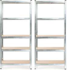 WilTec Juego de 2 estantes de carga pesada, zincados 160 x 60 x 180 cm, 4 estantes, 175 kg/nivel - Galvanizado - Ver 5