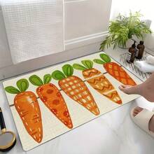 1 Peça Tapete de Boas-Vindas com Desenho de Cenoura, Decoração de Páscoa, Tapete Retangular Antiderrapante e de Secagem Rápida, Adequado para Banheiro, Sala de Estar, Quarto, Cozinha, Varanda, Pátio, Lavanderia, Trailer, Entrada - Decoração Criativa para Casa, Presente Ideal de Páscoa, Essencial para Banheiro - Multicolorido - Visão 2