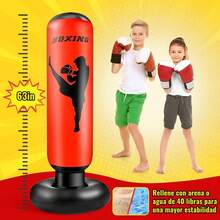 Saco de Arena Hinchable para niños,Saco de Boxeo Plegable y reabrible,Adecuado para Karate,Taekwondo,como Regalo para niños y niñas - rojinegro - Ver 8