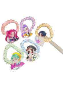 asmodee 1pc Cartoon Character Cute K-Pop Hair Clip Hair Tie Creative K-Pop Hair Accessory, Birthday Holiday Theme Scrunchie, Valentine's Day Party Small Gift - Multicolor - View 3