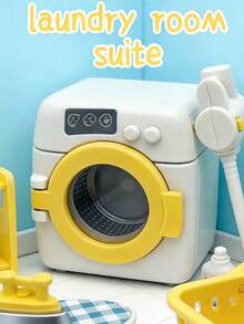 8pcs Mini Laundry Room Decor Set, Including Small Washing Machine, Laundry Cart, Detergent, Iron, Etc., Suitable As Desktop Decorations For Boys, Girls, Birthday, Christmas, Thanksgiving, Halloween And Other Holidays - Multicolor - View 8