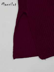 Suéter de punto sin mangas, cómodo y elegante, de unicolor, de talla grande, a la moda para otoño/invierno - Morado Violeta - Ver 4