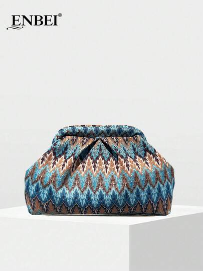  ENBEI Elegant Moroccan Style Clutch - Cosmetic Bag, Women's Chic Wallet, New Fashion Handbag, Shell Bag, Minimalist & Versatile, Stylish Evening Bag Suitable For Various Occasions Such As Parties, Galas, Weddings, Vacations, Dates And Shopping. A Perfect Gift For Mother's Day, Holidays Or Valentine's Day.