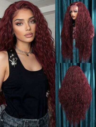 13X6 Lace Front Wigs Water Wave Extra Long Wigs With Baby Hair 30Inches Synthetic Fiber Imported From Japan Elastic Mesh Cap Suitable For All People Halloween,Costume Party Dress Up Daily Use, Family Gatherings,Festivals, Parties, Dressing Up Wigs, Valentine's Day