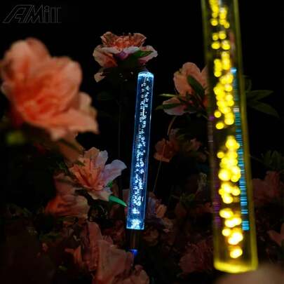 2 piezas Luces de caña con burbuja solar, luces de césped exteriores RGB de colores, palos de burbujas, luces decorativas de paisaje para jardín y parque, perfectas para fiestas, entornos al aire decoración de ambiente de campamento