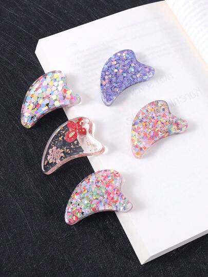 Epoxy Thumb Bookmark Holder, Transparent Reading Aid With Heart Butterfly Flower Diamond Designs, Portable Book Stand For Easy Reading, Multi-Style Bookmark Gift Set