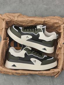 百搭真皮休闲鞋，男士学生运动鞋，四季皆宜 - 黑色 - 查看 2