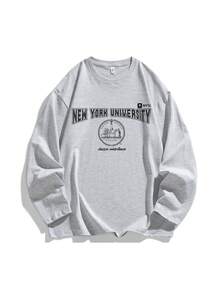 Passende Outfits für Paare, unisex Langarm T-Shirts mit Vorder- und Rückseiten-Druck, lässiger Streetwear und College-Stil, geeignet für Jung und Alt, Frühling, Sommer, Herbst, Geschenke für Freund, Freundin, Ehemann, Ehefrau, Jahrestag - Hellgrau - Übersicht 3