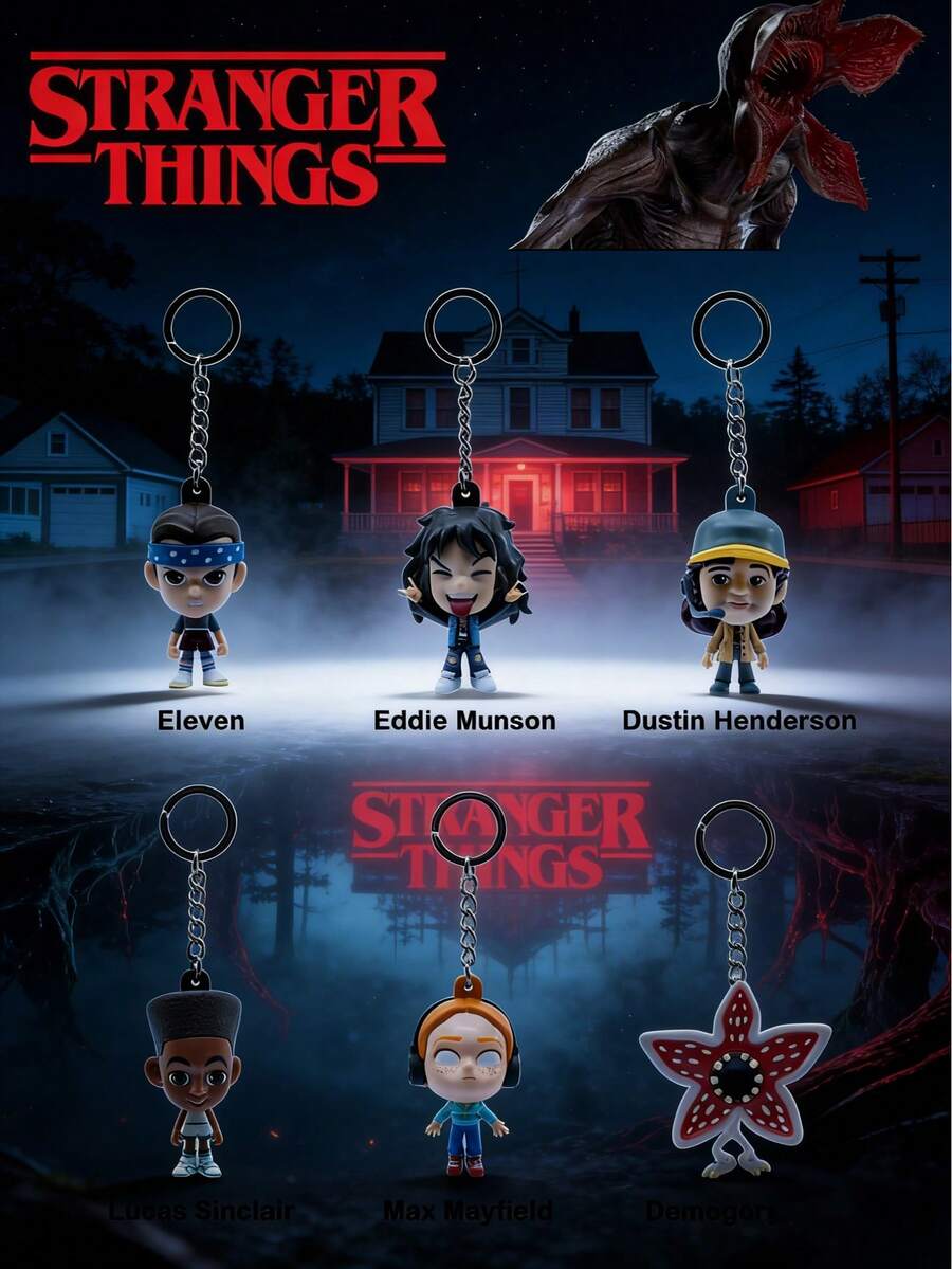 1pc Netflix Official Licensed Character Keychain Pendant, Durable PVC Material, Cool Car Interior Decoration, Bag Charm, Car Backpack Ornament, Perfect Surprise Gift For Netflix Fans - Multicolor - View 1