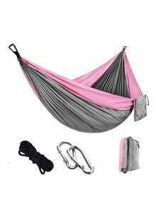 1 pièce Hamac double XL - Accessoires de hamac de camping portable, 7 options de couleurs, convient pour une utilisation en extérieur et en intérieur avec des arbres, hamac de camping en nylon - double ou simple avec sangles pour arbres et sac de transport, convient pour les voyages/le camping/la plage/le jardin, équipement de camping, articles essentiels de camping - Multicolore - Voir 12