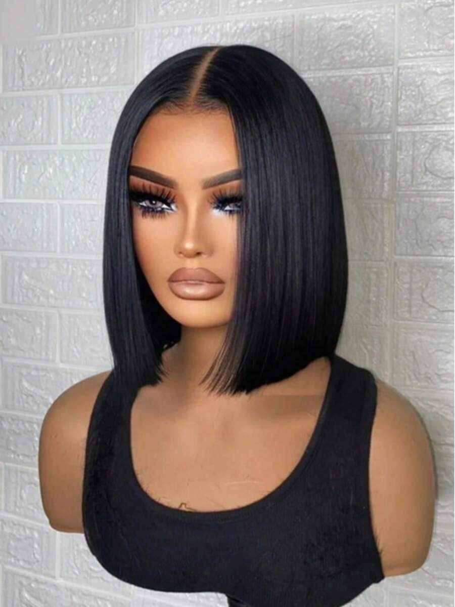 Bob Wig 13x4 HD Lace Front Wigs Human Hair 180 Density Bone Straight Human Hair Wig Glueless Bob Wig Human Hair 13x4 HD Transparent Lace Frontal Wigs For Women Brazilian Virgin Short Bob Human Hair Lace Frontal Wig With Baby Hair For Women Natural Black Color - Natural Black - Xem 1