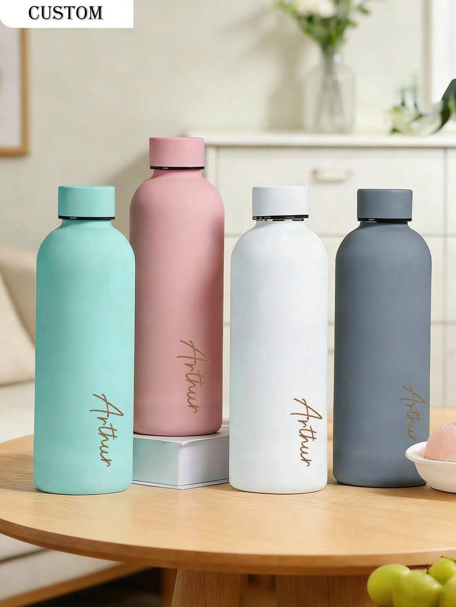 Customized Double Wall Stainless Steel Insulated Tumbler, 500ml/17oz Personalized Name Coffee Mug, Multiple Colors Sports Water Bottle, Mother's Day Gift
