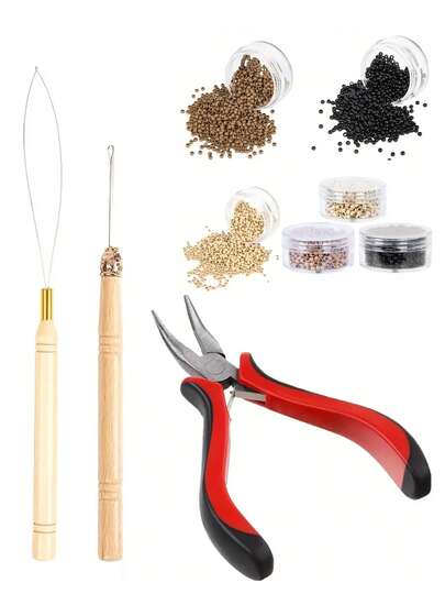 Professional Hair Extension Tool Kit, 1000pcs With Nano/Micro Ring System, Heavy-Duty Extension Removal Pliers & Hook Device, Compatible With Clip-In/Tape-In/Micro-Link Hair Extensions, For All Hair Types