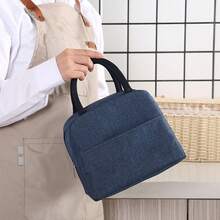 High-Capacity Insulated Lunch Bag - Reusable And Waterproof - Ideal For Work, Picnics, And The Beach - Dark Blue - Grey - View 1