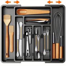 Expandable Cutlery Tray Holder, Drawer Organizer, Adjustable Tray, Organize Kitchen Silverware, Cutlery, Knives And Spoons With Labels, For Messy Kitchen, Bedroom Or Living Room Drawers - 白色 - 查看 1