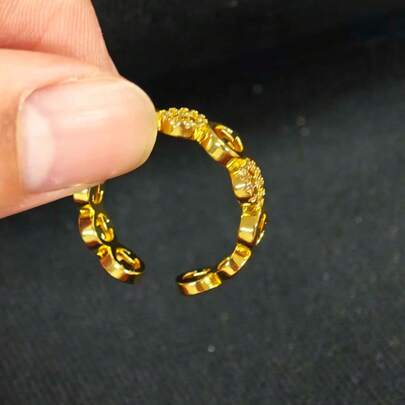 1 PC Sparkling Full Stone Ring Adjustable Open Design Women Fashion Accessory