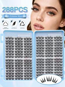 32排高容量D型卷翘192片猫耳式假睫毛，11mm/12mm/13mm/14mm四种尺寸可选，蓬松自然，适合动漫角色扮演，纤细锥形睫毛末端，轻盈浓密，适合居家聚会、情人节、旅行、摄影等场合。 - 黑色 - 查看 4