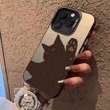 Funda para Teléfono - Una encantadora funda para teléfono de gato negro, diseñada para el  16 Pro Max, compatible con modelos como el 11, 15, 14, 13 y 12 Pro Max.Estas fundas a prueba de golpes en negro y plata son excelentes regalos cristianos para el Ramadán. - Plateado - Ver 5