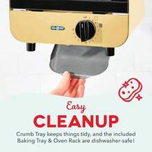 Miniváquina C66para hacer donas para panquillas galletas pizzas paninis y más con bandeja para hornear rejilla función de apagado automático rojo -B032 - AMARILLO - Ver 6