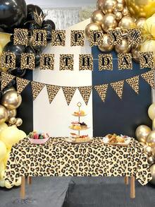Suministros de fiesta con estampado de leopardo, pancarta de feliz cumpleaños con estampado de leopardo, mantel con estampado de leopardo, adecuado para fiesta salvaje, decoración de fiesta de cumpleaños, despedida de soltera, fiesta de inauguración de la casa, decoraciones para interiores y exteriores - Multicolor - Ver 7