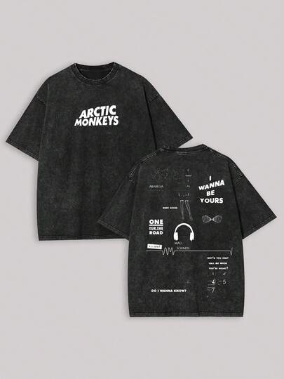 230g Double-Sided Washing, Arctic Monkey Printed T-Shirt, High-Quality Batik Cotton Retro Fashion Brand T-Shirt, Men's Summer Summer T-Shirt, Holiday Gift, Perfect Gift.