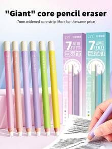 4pcs Macaron Color Large Pencil Erasers - Free Pencil Sharpener Included, Dust-Free Precision Erasers For Students, High-Light Erasers For Art Sketching - Extra Wide Core Pencil Eraser - View 6