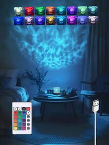 Đèn ngủ chiếu hình sóng nước pha lê 16 màu/3 màu, dùng nguồn USB, thích hợp trang trí nhà cửa, có điều khiển từ xa, tạo không gian ấm cúng cho phòng ngủ, lý tưởng làm quà tặng ngày lễ và đèn hoàng hôn. Chất liệu pha lê acrylic, 3 màu với 16 chế độ chiếu sáng, ánh sáng dịu nhẹ và không gây chói mắt. Đèn chiếu sáng, trang trí nhà cửa, đèn LED, trang trí phòng ngủ, chiếu sáng, phòng ngủ - chiếu gợn nước - Xem 9