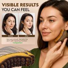 1pc Lymphatic Texture Face Gua Sha Brush, Dry Brushing Massager Helps Contour And Jawline Shaping - Ergonomic Design Precisely Fits Skin And Relieves Fatigue, Made Of Durable And Soft Natural Bristles, Hypoallergenic Ergonomic Face Cleansing Brush - Multicolor - View 2