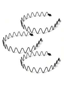 1 件装男士光滑后梳发带，户外运动时尚双马尾发箍/永不掉漆金属头扣夹，适用于男士长发、辫子和其他发型 - 大波浪发箍发圈 - 黑色 - 查看 17