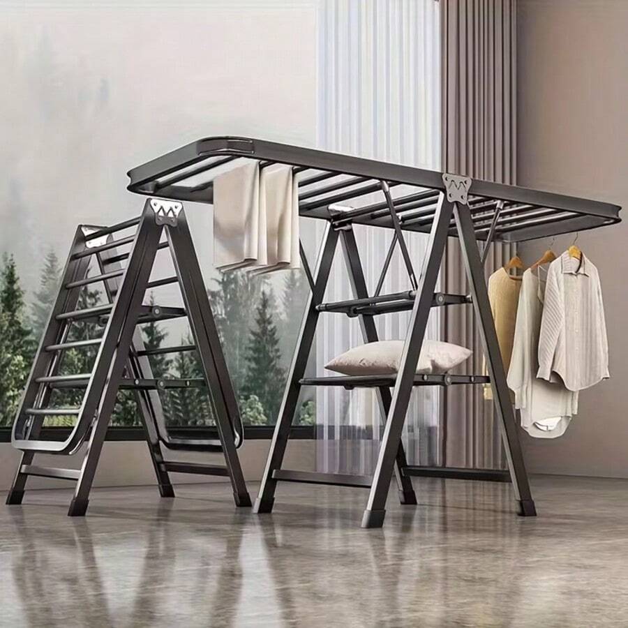 Heavy Duty 3-Tier Folding Clothes Drying Rack - Freestanding Metal Garment And Bedding Rack With Multi-Layer Design, Effective Sun Exposure, Space-Saving, Suitable For Home Or Balcony, Clothing Hanger, Drying Rack